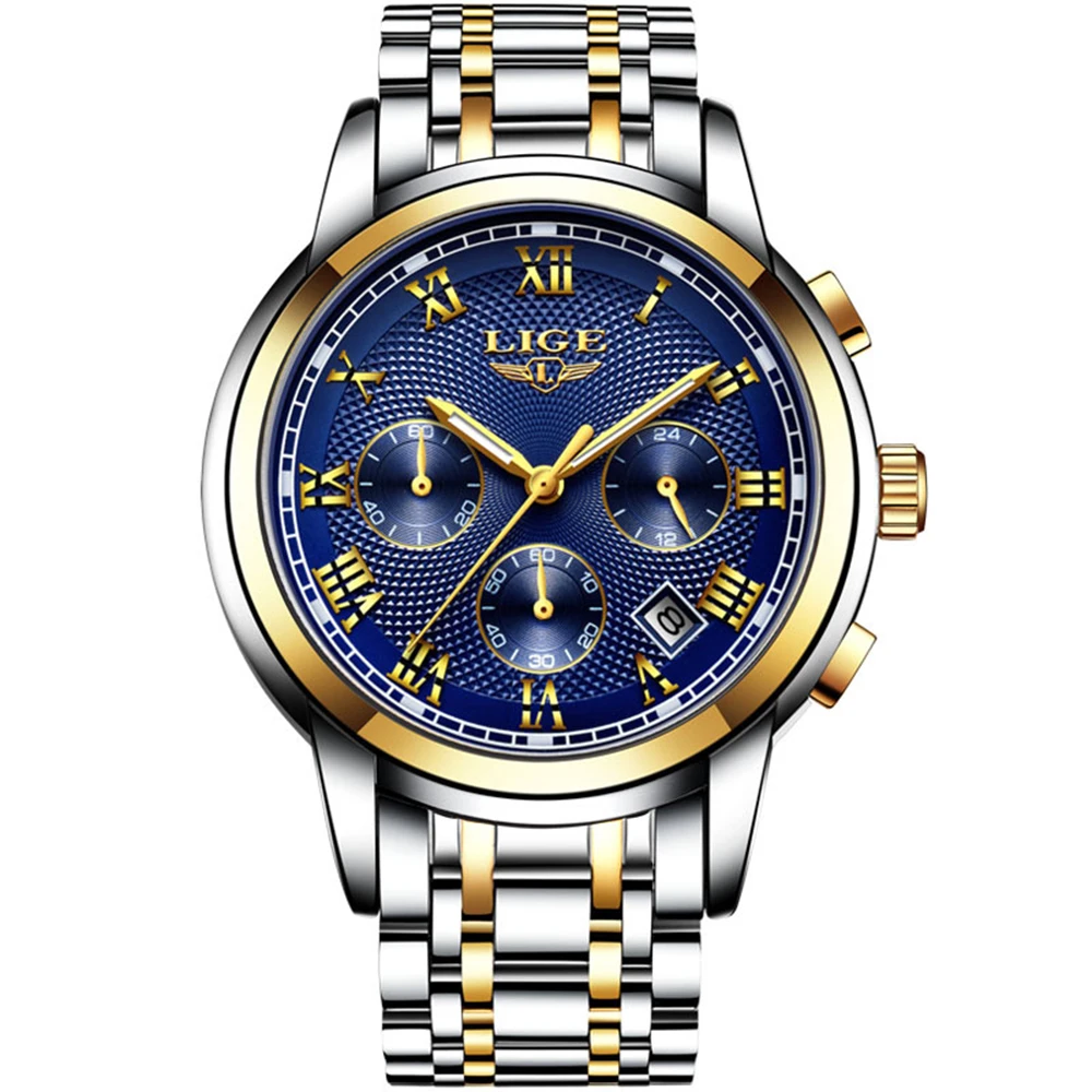 

LIGE 9849 Quartz Man Watch Fashion Sport Casual Brand Quartz Clock Luxury Stainless Steel Strap Wrist Watch Relogio Masculino