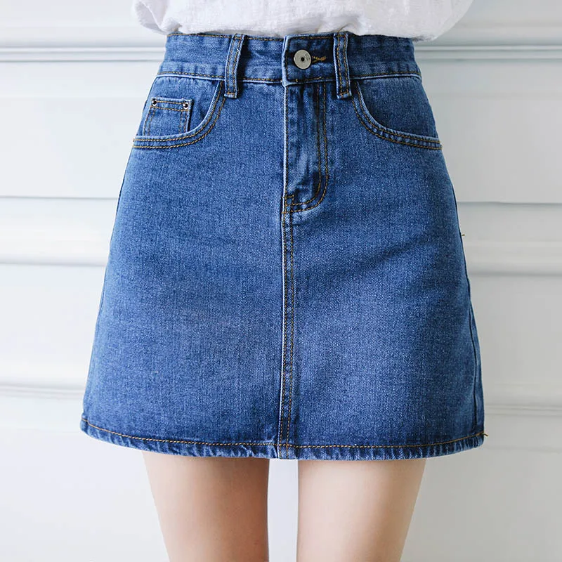 

Loyalget Women Summer Denim Skirts High Waist Skirts Plus Size Above Knee Mini Jeans Skirt High Quality Blue Sexy Skirts