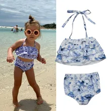 Hirigin/Новинка; Модный летний купальный костюм для маленьких девочек; купальный костюм; комплект бикини из двух предметов; купальник