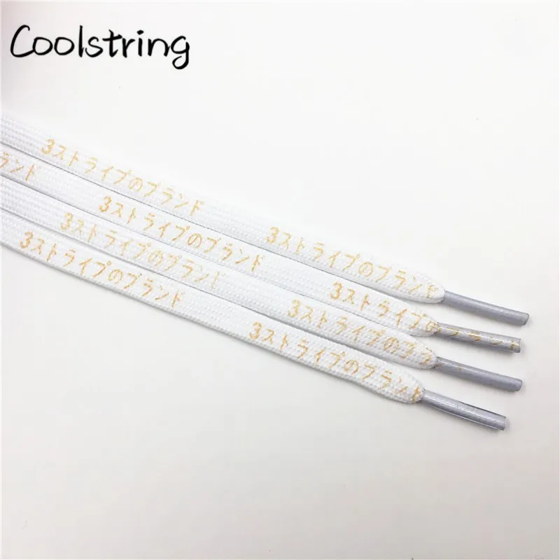 Coolstring Cool 7mm Printed Hiragana Japanese Katakana Letter Shoe Laces Silk Printing Bootlaces Black Red Gold Shoelace Latchet