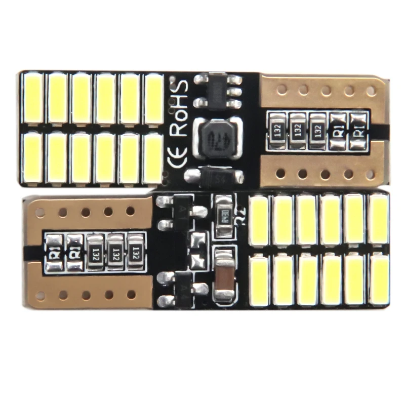 10 шт. T10 Led 24Smd W5W Led Canbus 24Led 4014 Smd Canbus Нет Ошибка 12V авто лампы индикатора светильник, сигнализирующий фонарь белый светильник