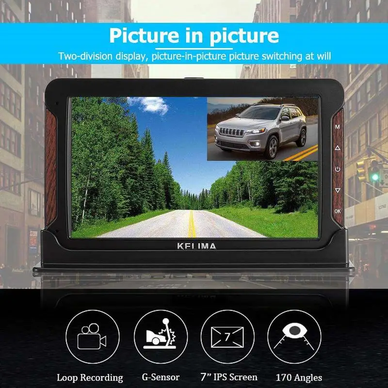 7 Inch 170 Degree KELIMA HP-988T Car DVR Camera Dual Lens Night Vision Dash Cam Recorder Dual-core CPU 1080P HD Rear View | Автомобили и