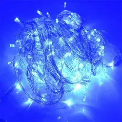 20 м 200 синие светодиодные лампы Декоративный Рождественский праздник, фестиваль мерцающие струнные лампы с хвостовой вилкой 110 в США