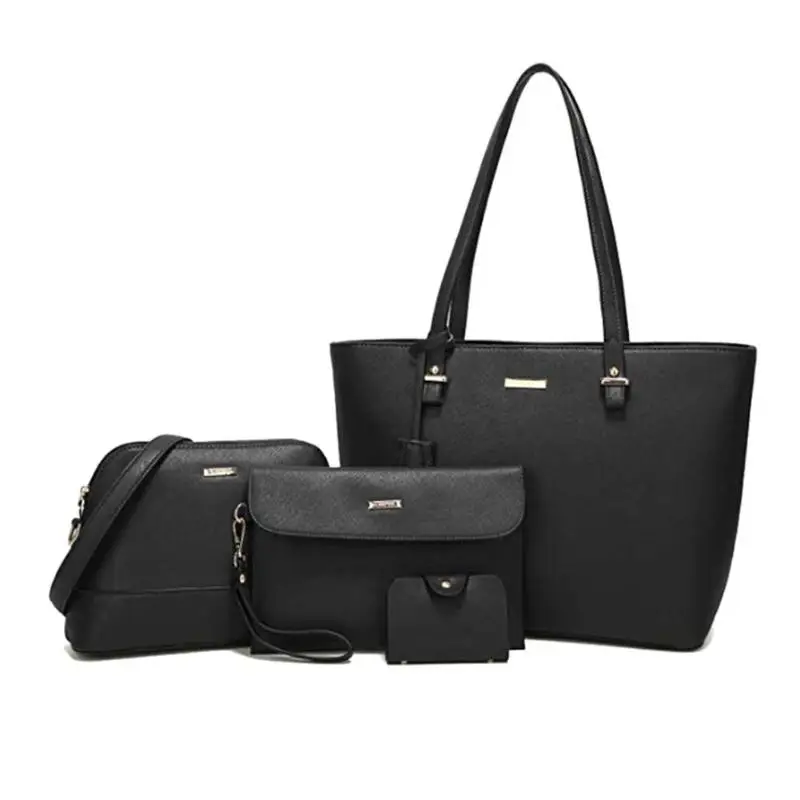 

4pcs/set Shoulder Handbags Clutch Women Crossbody Bags Solid Color Design Card Holder Totes For Ladies Party Purse 2019 New