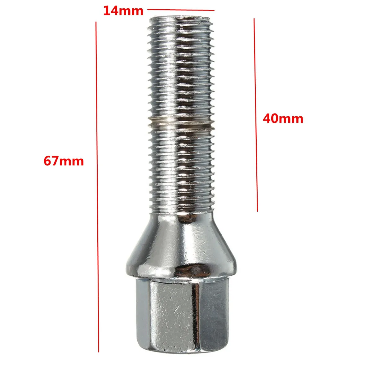 40MM LONG CAR ALLOY WHEEL BOLTS RADIUS SILVER M14x1.25
