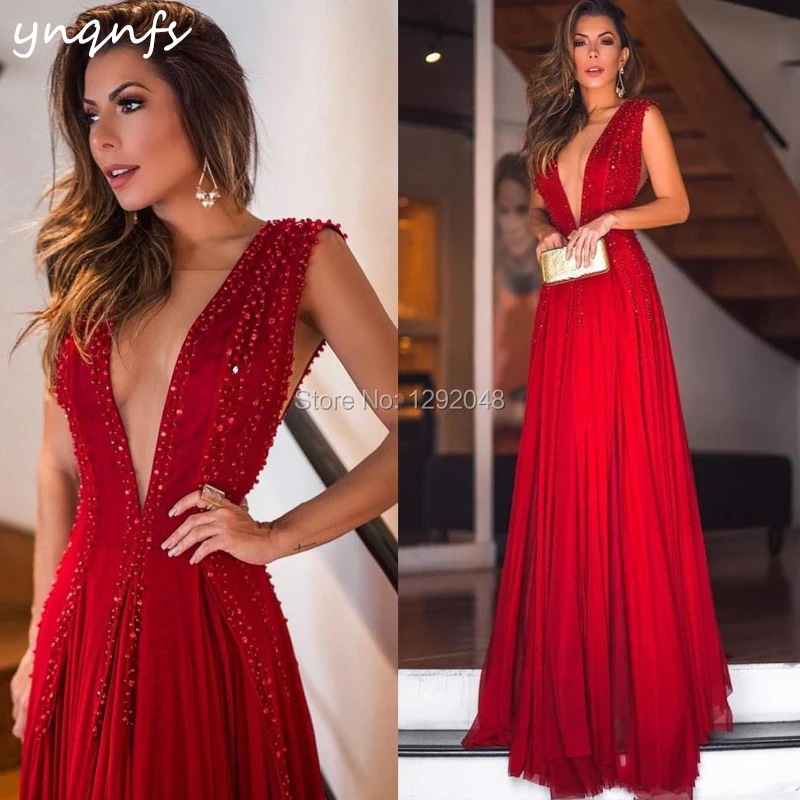 YNQNFS P21 сексуальное красное платье Vestido Longo Festa мягкое фатиновое без рукавов с