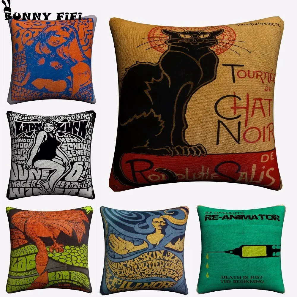 Vintage Music Acid Lsd Decorative Pillow Covers For Sofa Home Decor Linen Cushion Case 45x45cm Throw Cases | Дом и сад
