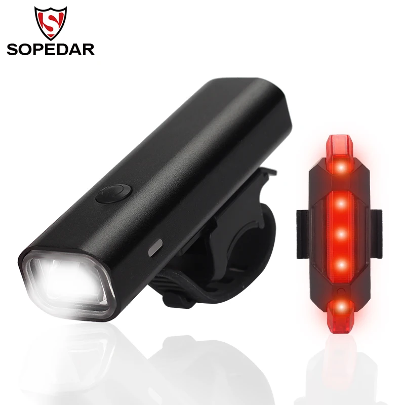 

SOPEDAR MTB Bike Led Front Light USB Charge Rear Taillight Lamp Lantern For Bicycle Cycling Mountain Bike Flashlight Accessories
