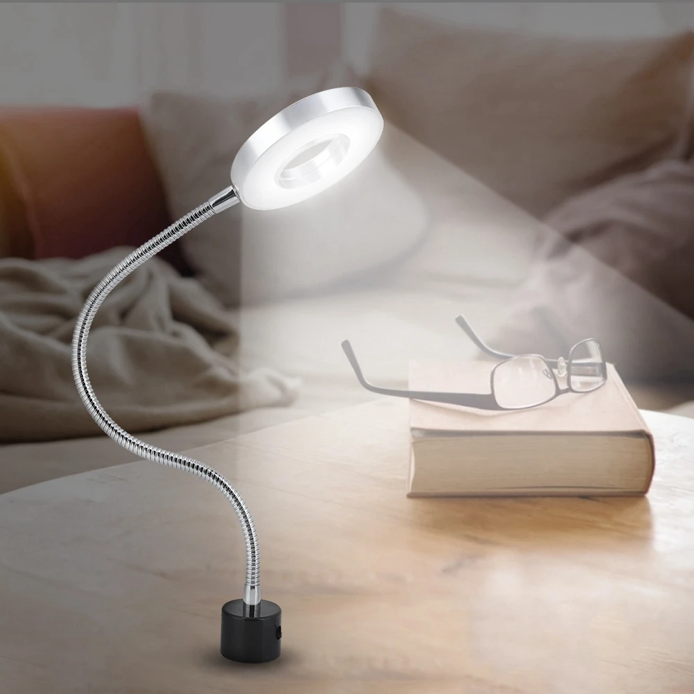 

Study Magnetic Base LED Table Light Adjustable Gooseneck Work Sewing Lamp 8W 110-220V US Plug (White) Table LED Lamp