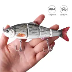 3D глаза 4-Segment Lifelike Рыбалка жесткая приманка искусственный Crankbait ж/Крючки