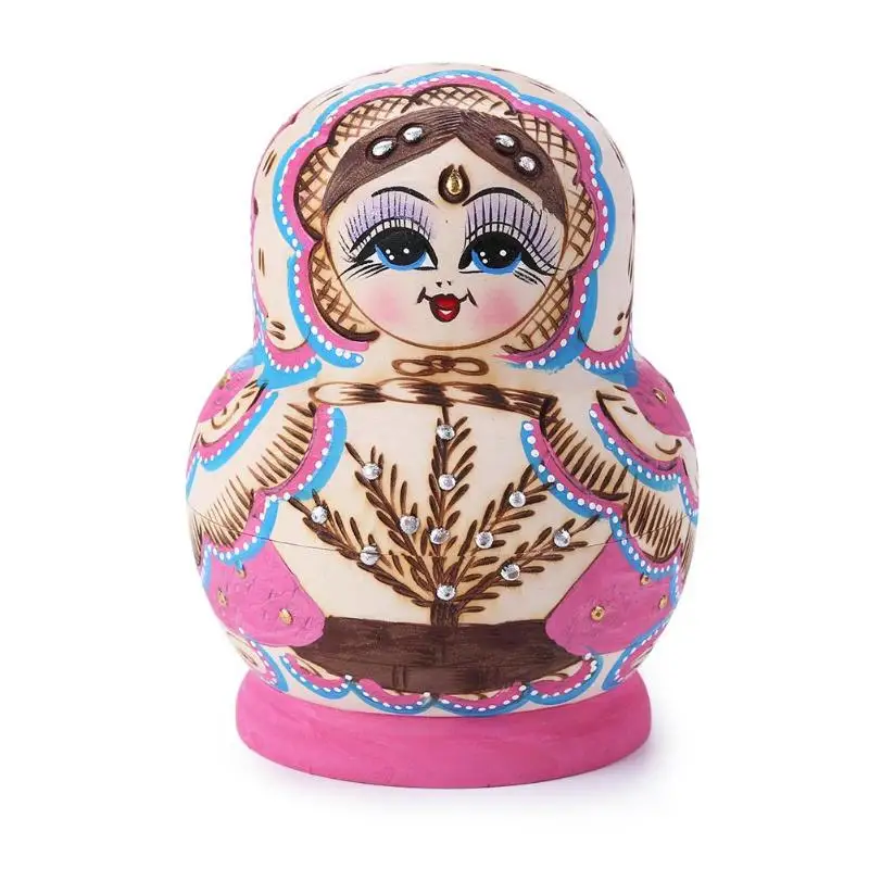 

10pcs Novelty Russian Nesting Wooden Matryoshka Doll Set Hand Painted Decor Russian Nesting Dolls Baby Toy Girl Doll wholesale