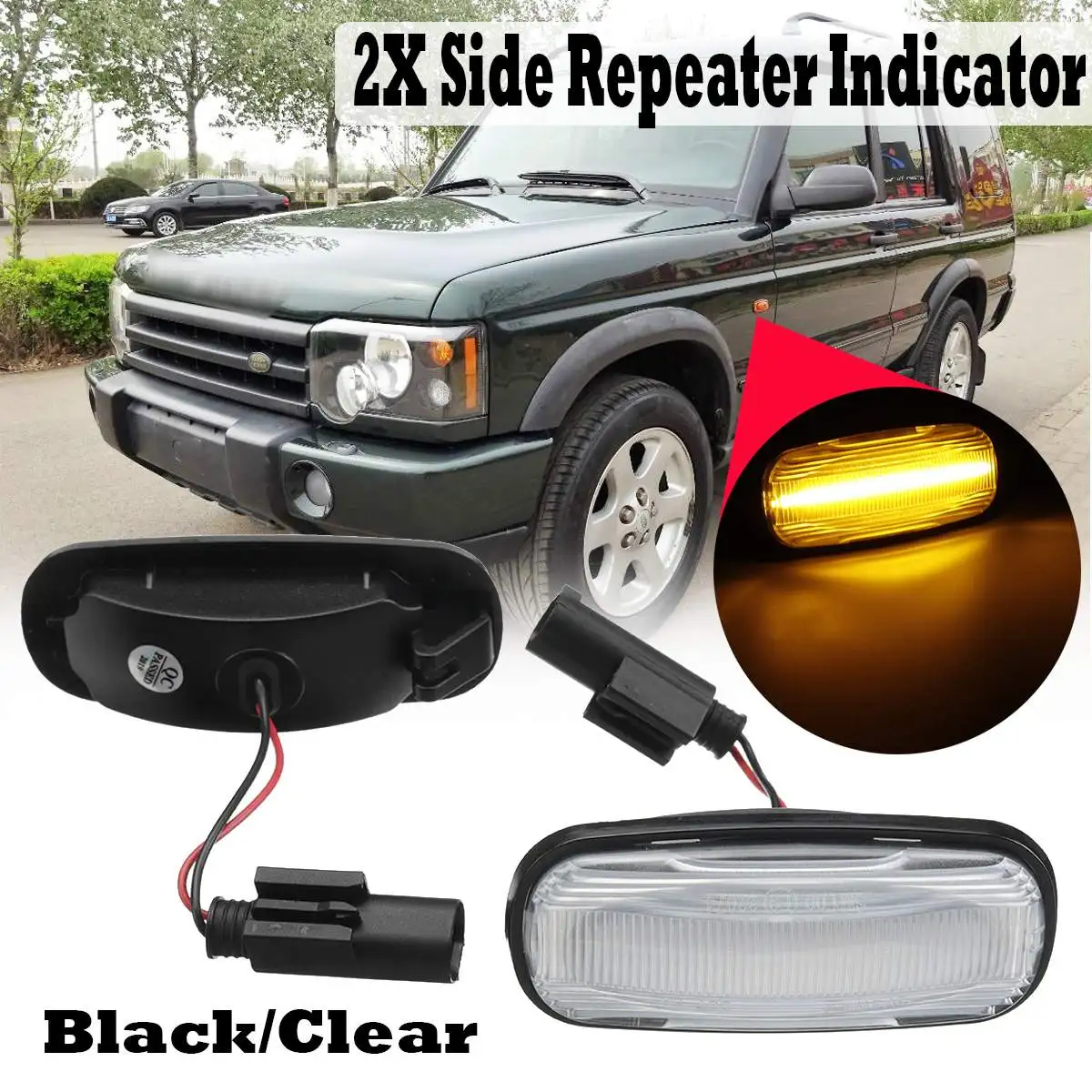 

2pcs LED Flowing Side Repeater Indicator Light For Land Rover Freelander Discovery Defender New Side Marker Lamp Signal Light