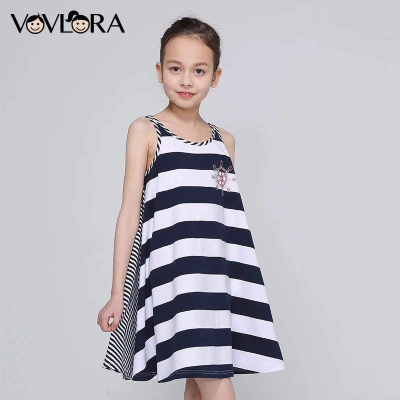 Striped Cotton Tank Girls Braces Dress O-neck Tops Loose Kids Beach Dress Summer 2018 Children Clothes Size 7 8 9 10 11 12 Years Striped Cotton Tank Girls Braces Dress O-neck Tops Loose Kids Beach Dress Summer 2018 Children Clothes Size 7 8 9 10 11 12 Years