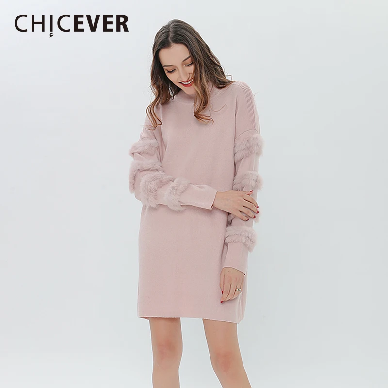 Женский вязаный пуловер CHICEVER весенний свободный свитер большого размера с
