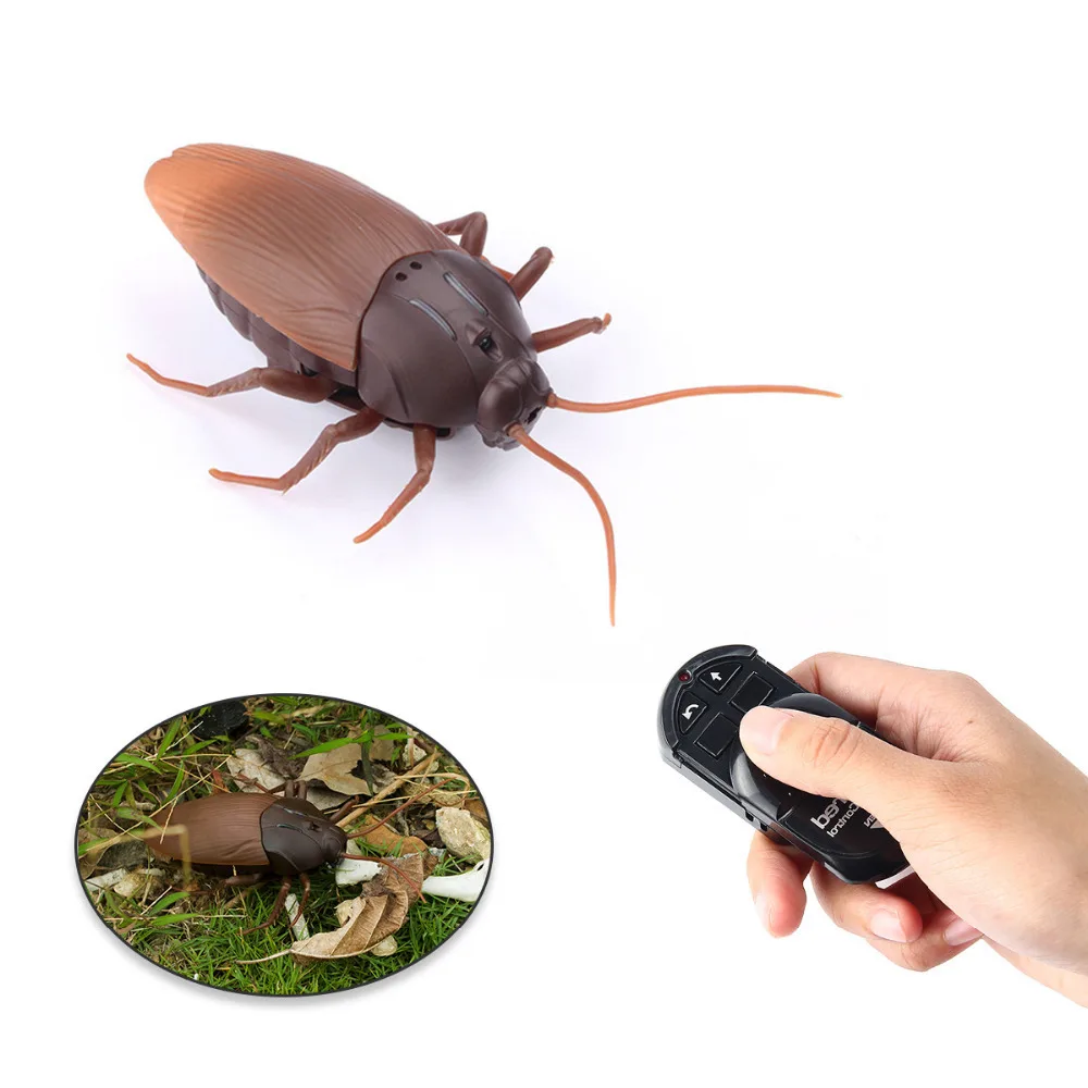 Infrared Cockroach Remote Control Mock Fake RC Toy Animal Xmas Trick Terrifying Black Beetle Toy