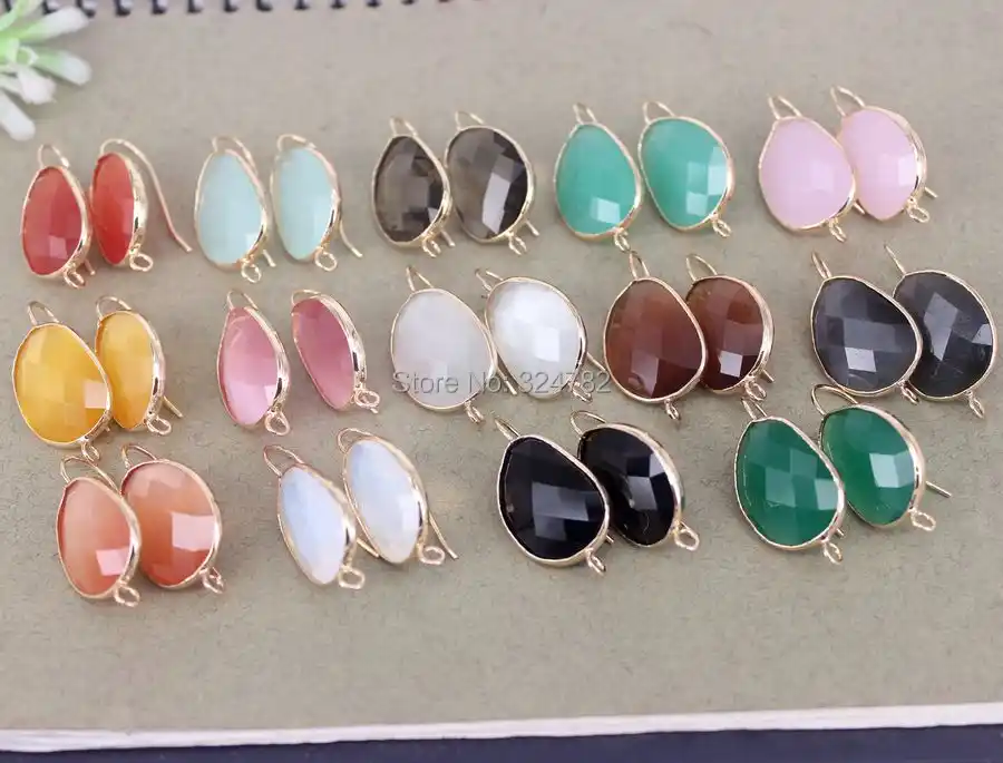 5 Pairs Crystal Glass Earring,Crystal Glass Earring Hooks,For making Earrings