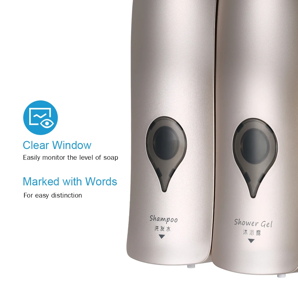 soap dispenser shampoo dispenser soap dispenser bottle 300ml*2 Self Adhesive Soap And Shampoo Dispenser Wall Mounted Manual Soap Dispenser Bathroom Shower Gel Liquid Holder