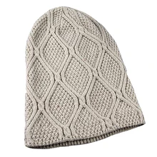 HTHL-мужской чепчик унисекс шапка мешковатая kitting шикарные шляпы теплая шапка зимняя Толстая Повседневная бежевая