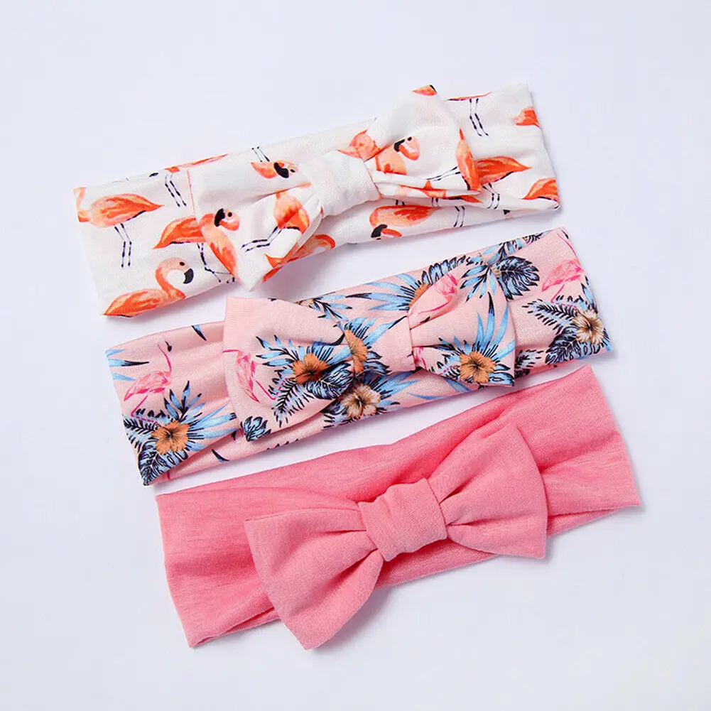 

3Pcs Baby Headband Girls Bowknot Flower Hair Band Accessories Baby Cotton Headwear Cute Rabbit Ear Elastic Kids Hair Accessories