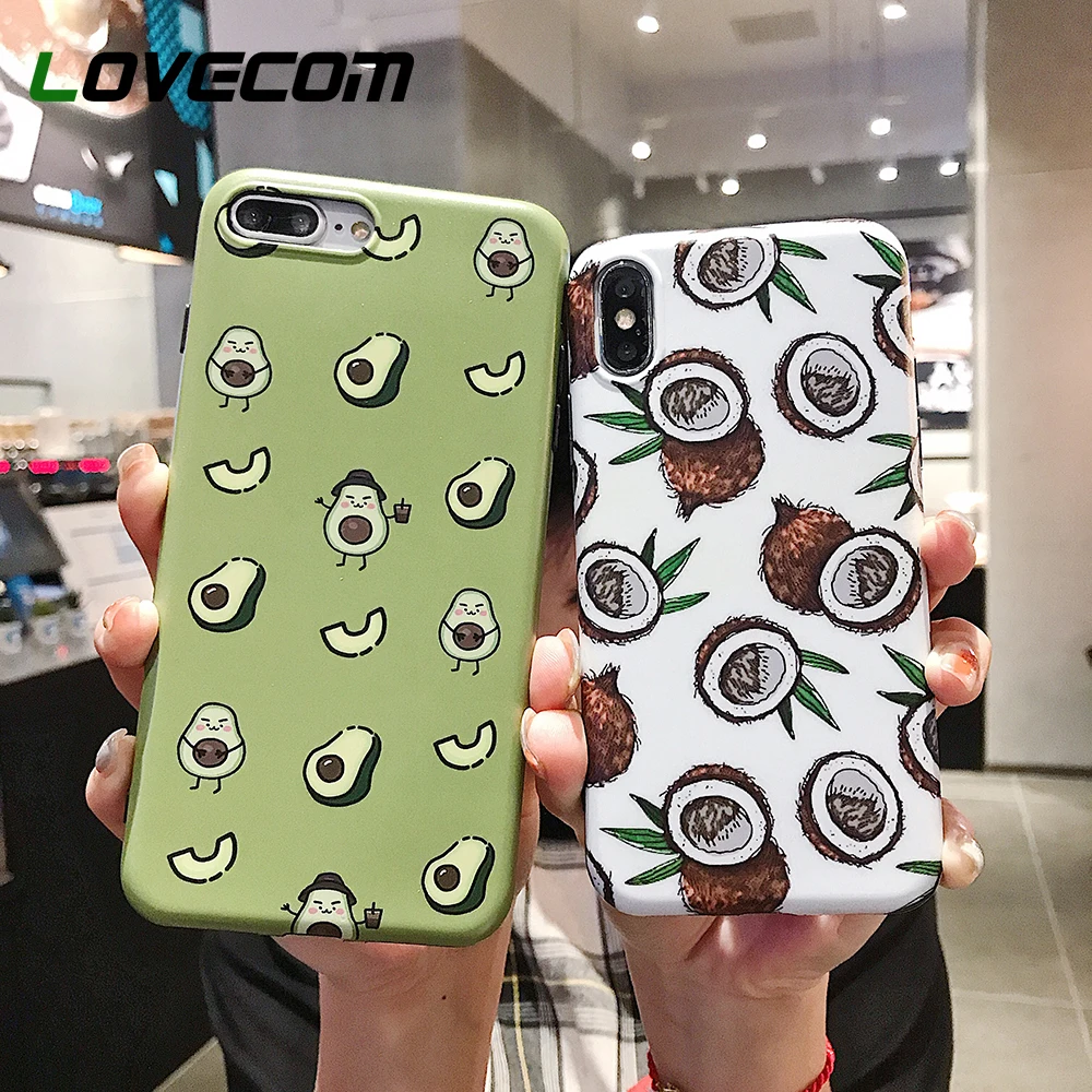 

LOVECOM Cute Summer Fruit Fig Avocado Phone Case For iPhone X XS Max XR 6 6S 7 8 Plus Soft IMD Full Body Coverage Protector