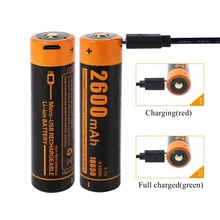 Cheap 18650 Rechargeable Battery 2600mAh USB Charge 18650 Batteries 3.7V lithium Battery for Power Bank Flashlight