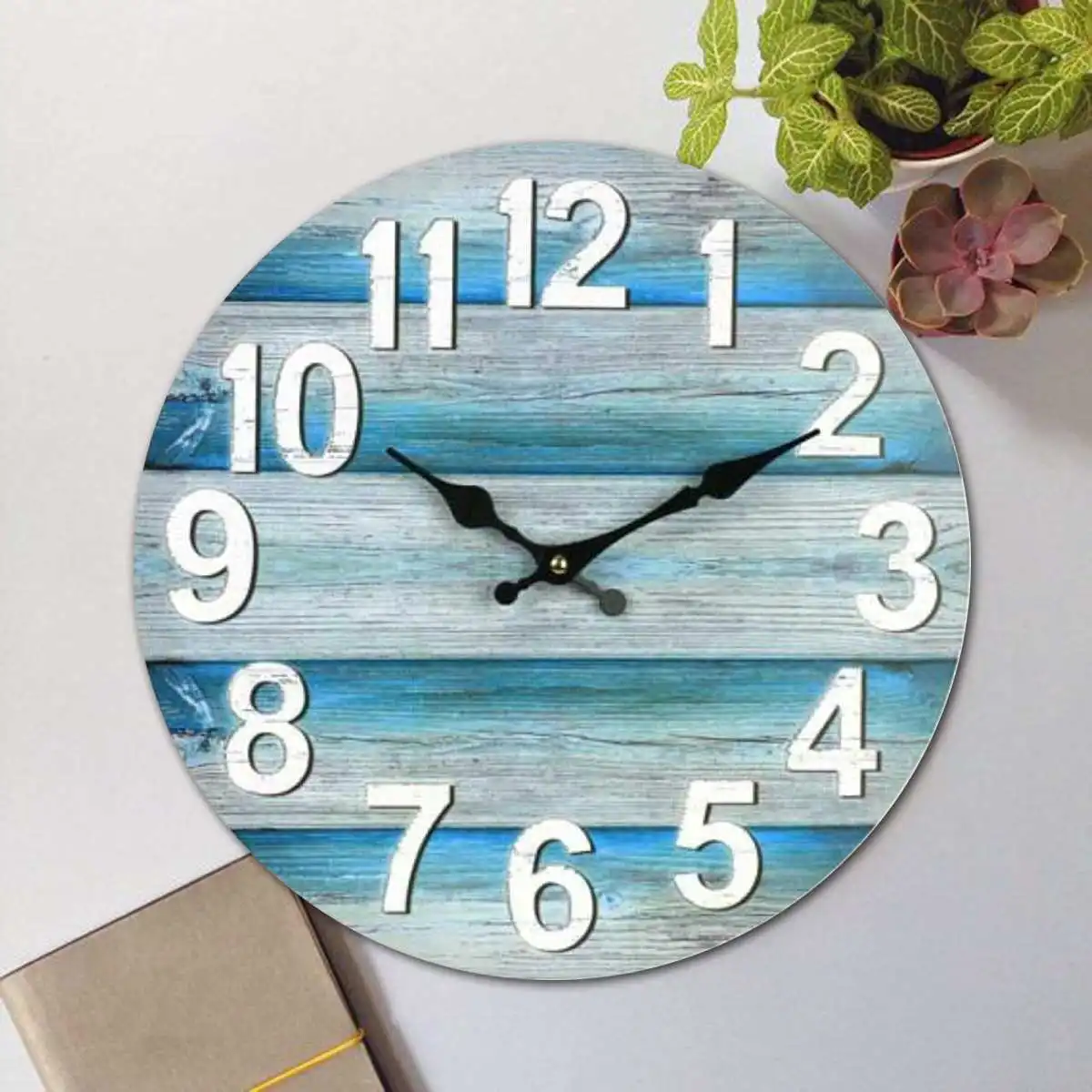 13 ''Reloj de pared de playa Vintage tableros Océano Azul relojes digitales de madera silencioso marino decoración de la sala de estar 13 ''Reloj de pared de playa Vintage tableros Océano Azul relojes digitales de madera silencioso marino decoración de la sala de estar