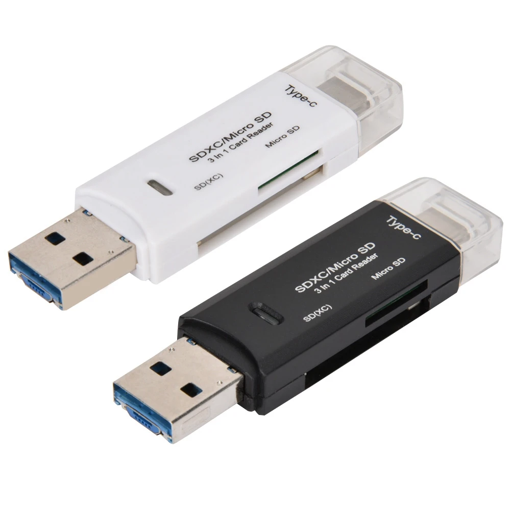 

New Multifunctional 3 in 1 Type-C Micro USB Card Reader High Speed Transmission Memory Card Adapter Hot