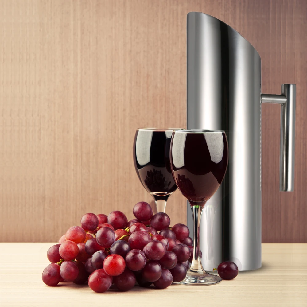 

1.5L Large Capacity Stainless Steel Water Pitcher Cold Drink Juice Pot with Ice Guard