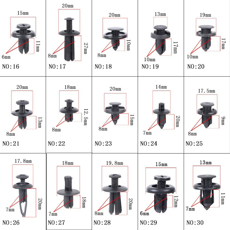 180 шт Универсальный смешанный автомобильный Бампер Лист пластина крыло багажник винтовые заклепки набор для всех автоматическое пластиковое крепление зажимы