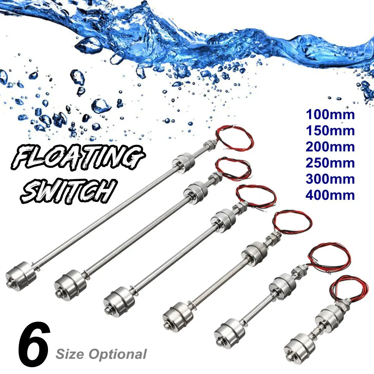 

6 Size Stainless Steel Float Switch Tank Liquid Water Level Sensor Double Ball Float Switch Tank Pool Flow Sensors 10W / 50W