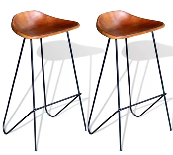 

VidaXL Brown Bar Chair 2 Pcs Genuine Leather Soft And Comfortable Genuine Bar Chair Suitable For Restaurants Bars Living Room