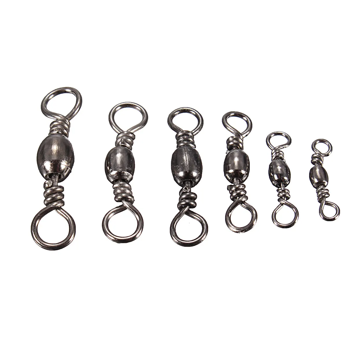 100PCS Fishing Swivel Barrel Swivel Solid Rings Stainless Steel Sea Fishing Hooks Connector Rolling Swivel for Sea Fishing