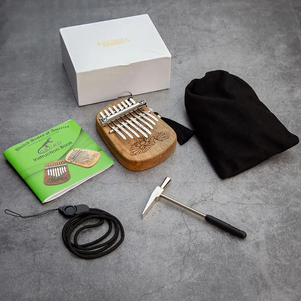 Мини калимба GECKO 8 клавиш африканская дерево красное пальцевое пианино