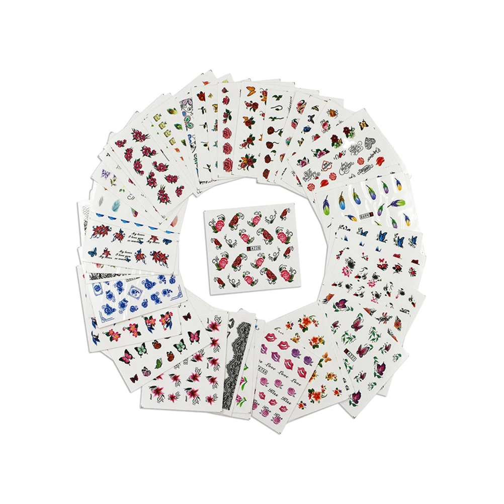 

50PCS Safe Useful Nontoxic Practical Durable Sticker Nail Art Sticker Mixed Design Sticker Nail Sticker Women Supplies