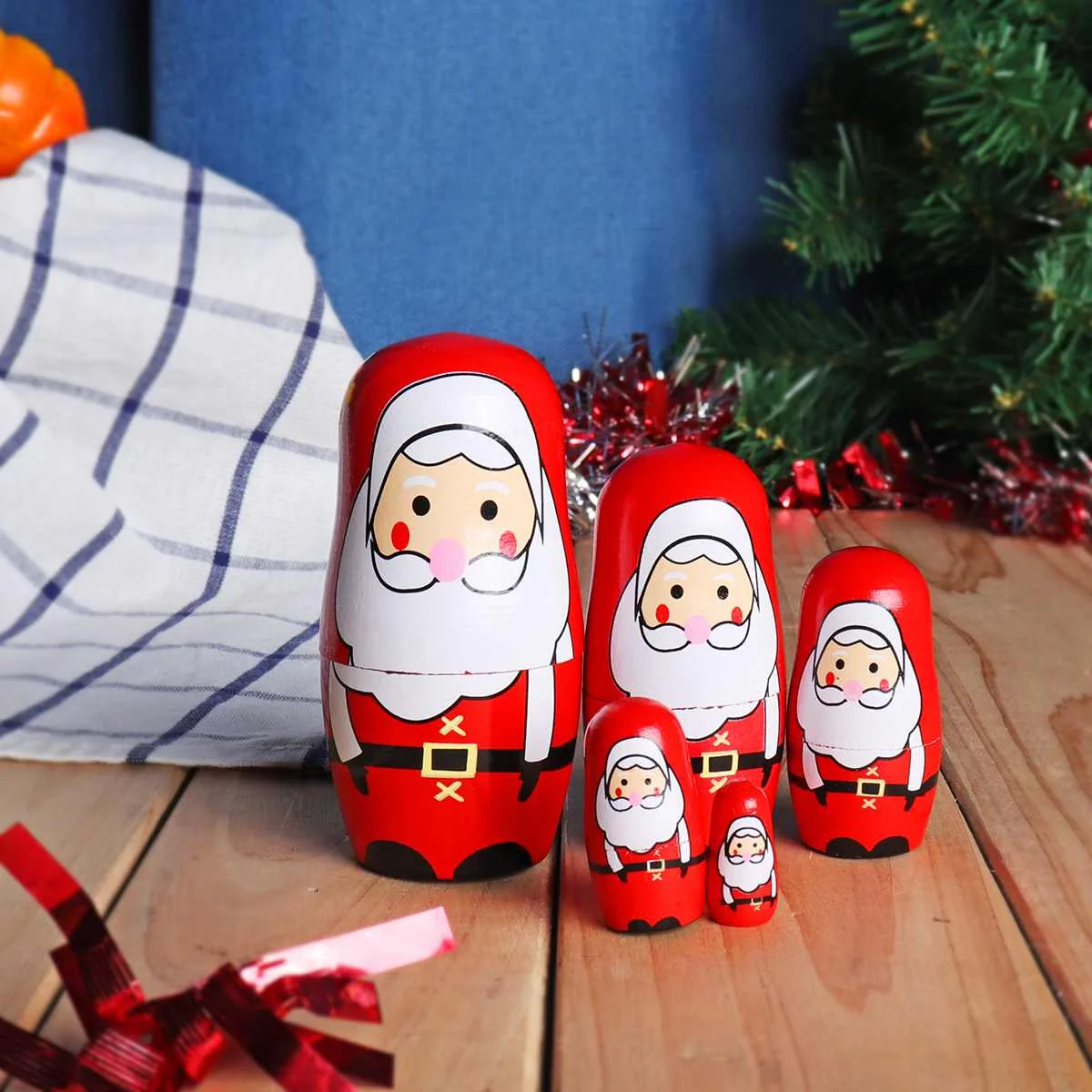 

Traditional Wooden Russian Nesting Dolls Matryoshka Babushka Toy Kid Gift Christmas Decoration Ornaments