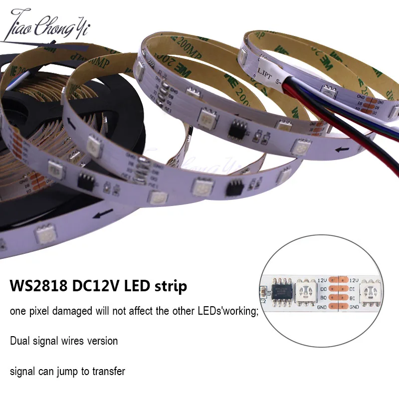 Светодиодная лента WS2818 5 м 5050 светодиодов постоянный ток 12 В RGB полноцветная