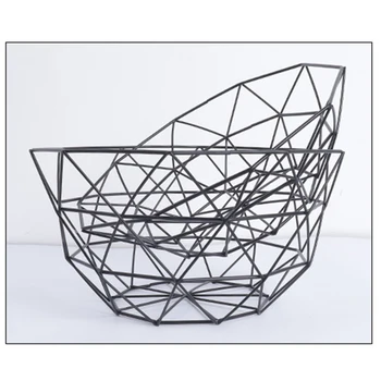 

Iron Collection Basket Fruit Basket Modern Fruit Plate Living Room Household Snack Storage Basket Fruit Bowls(Small Size Black)