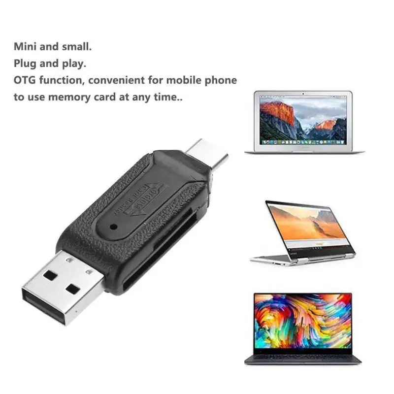 Портативный высокоскоростной 480 Мбит/с OTG USB2.0 type-C USB 3,1 считыватель карт памяти для SD TF Micro SD карты мобильного телефона