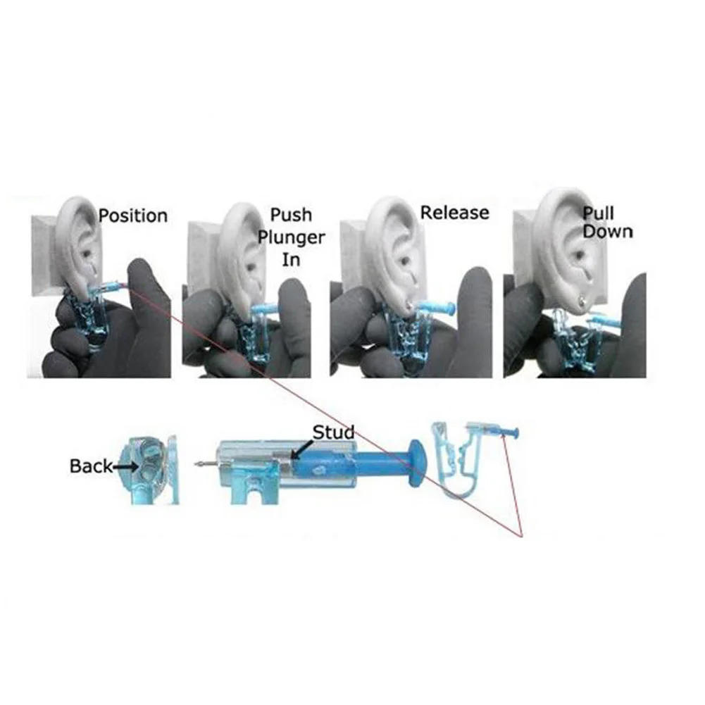 2шт нос ручной эзептический пирсинг для ушей одноразовый Профессиональный пупок безопасный безболезненный инструмент для пирсинга тела