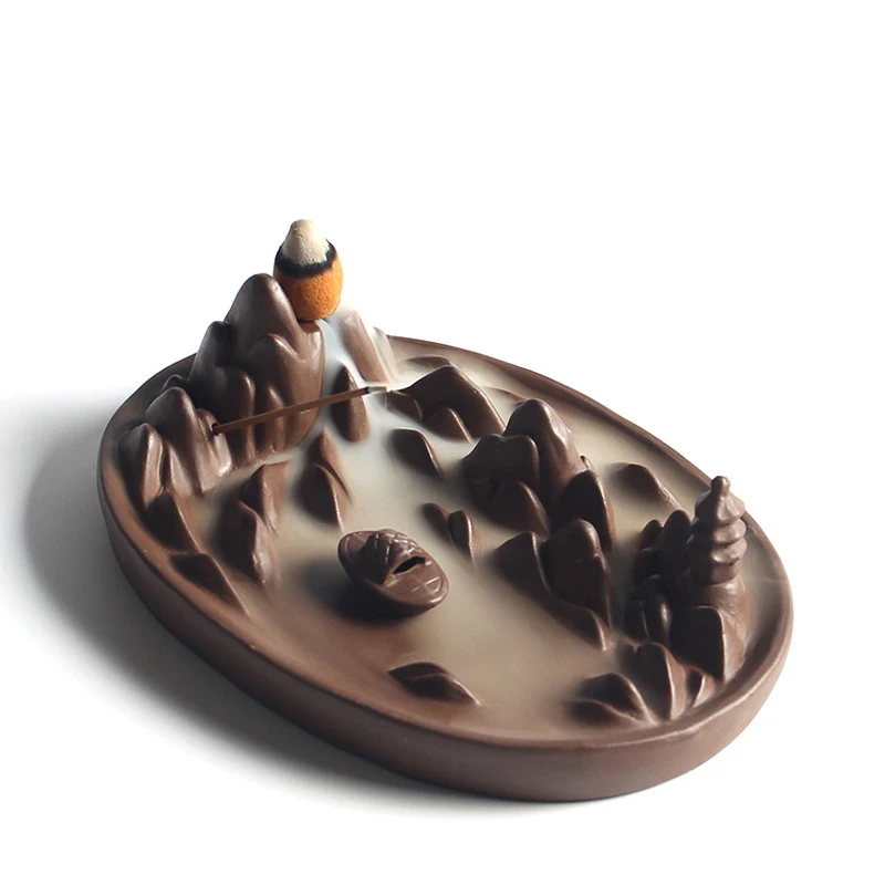 

Ceramic Backflow Incense Burner Aromatherapy Furnace Creative Home Ornaments Mountain River smoke back flow incense burner decor