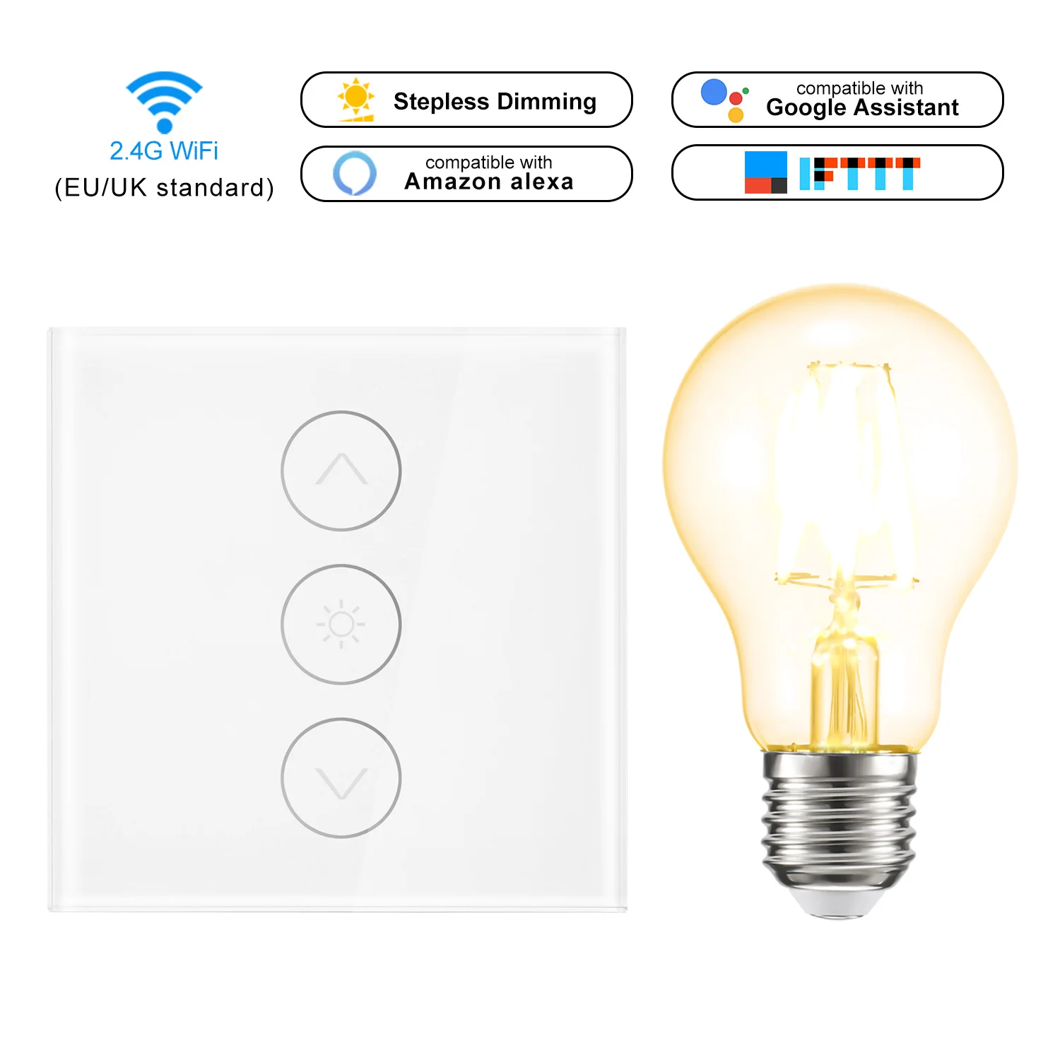 Светодиодный диммер, 220 В, умный светильник, диммер, переключатель, WiFi, сенсорный переключатель, управление работой с Alexa Google Assistant IFTTT+ диммер, лампа