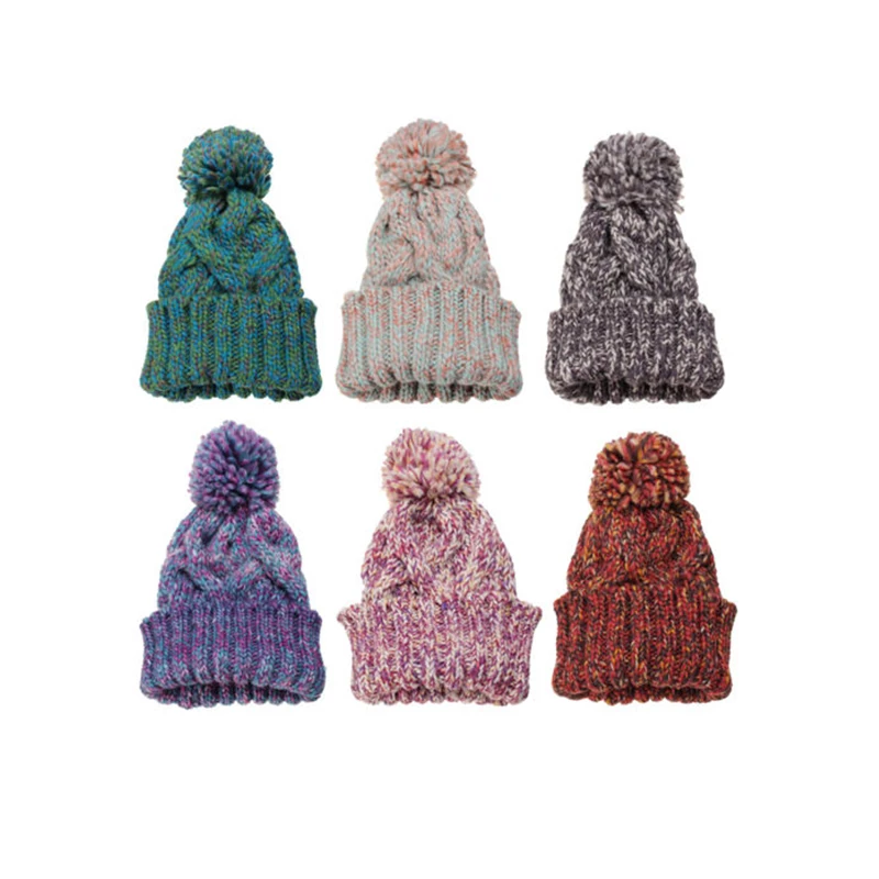 

2018 Newly Cute Lovely Hot Winter Warm Women Men Knit Ski Beanie Bobble Pom Ball Wool Cuff Hat With Balls 6 Style