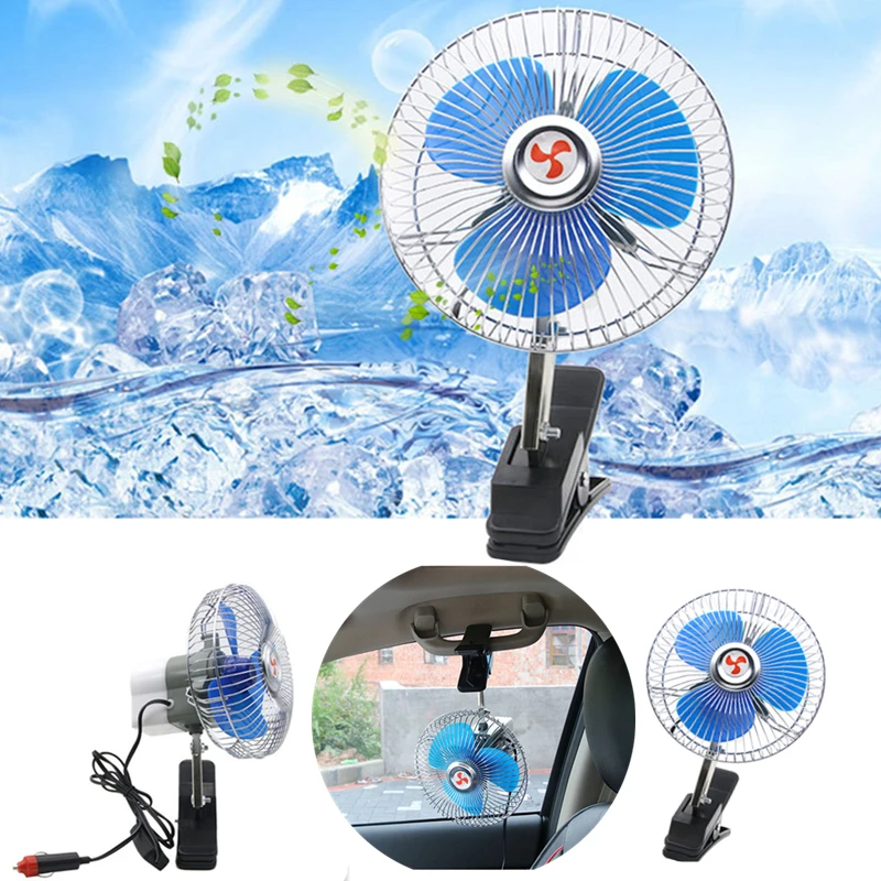 

12V /24V Mini Electric Car Fan Cooling Low Noise Summer Car Air Conditioner Fan Portable Vehicle Auto Truck Oscillating Fan New