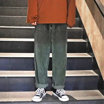 

Winter New Corduroy Pants Men Thick Warm Fashion Retro Straight Casual Loose Trousers Streetwear Hip Hop Male Clothes M-3XL