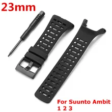 23 мм черный силиконовый ремешок для часов спортивный ремешок браслет с пряжкой с инструментом для Suunto/Ambit 3 пик/Ambit 2 Аксессуары для часов