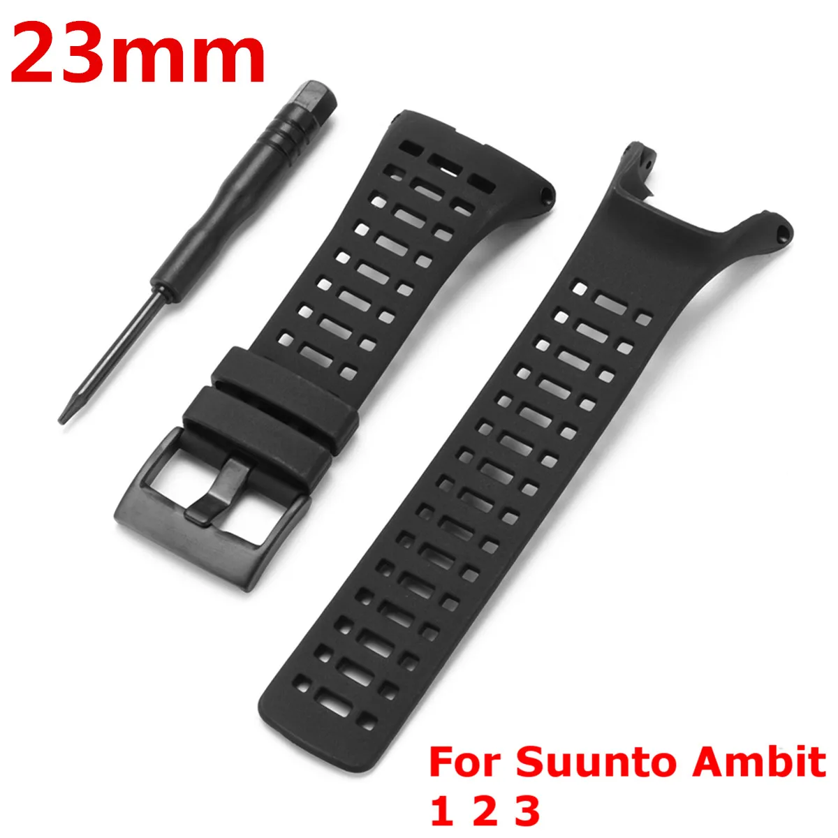 23mm Black Silicone Watchband Sport Wrist Strap Bracelet Pin Buckle With Tool For Suunto/Ambit 3 Peak/Ambit 2 Watch Accessories | Наручные
