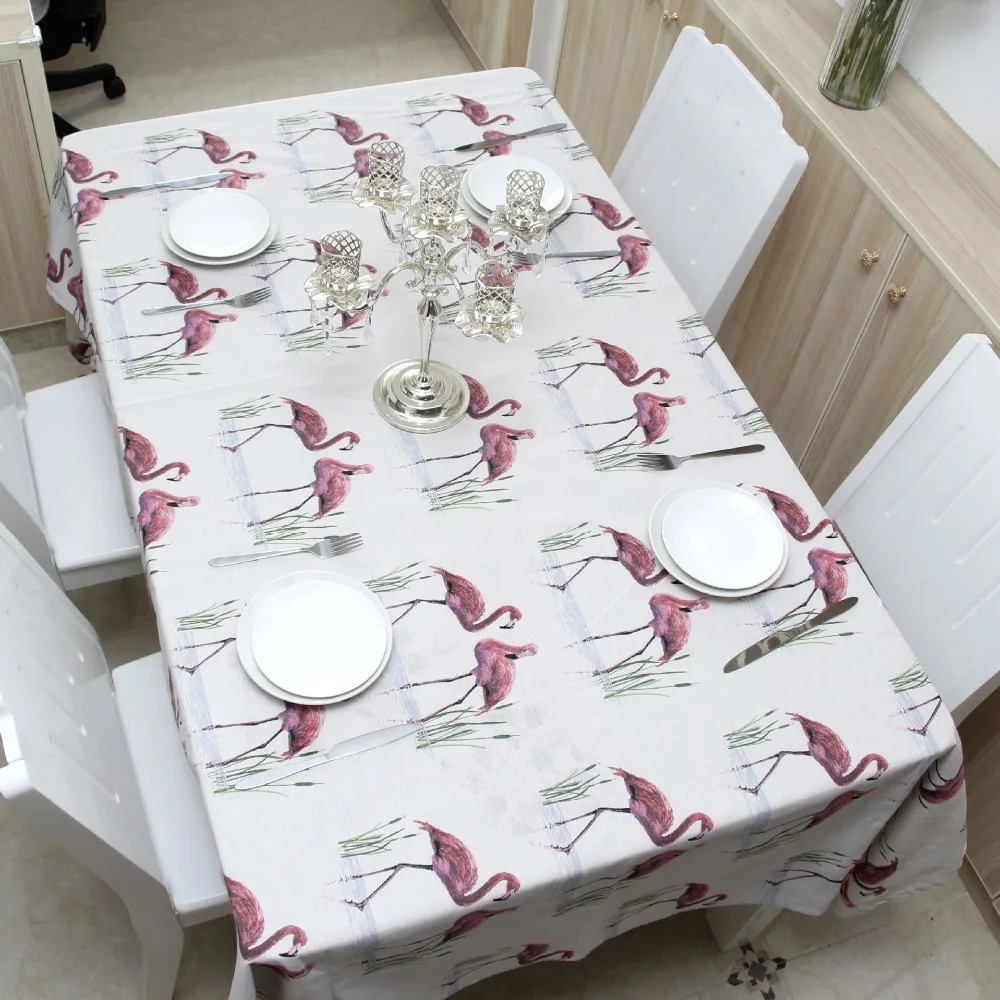 

Linen Table Cloth Nordic Mantel Style Flamingo Print Multifunctional Rectangle Table Cover Tablecloth Home Kitchen Decoration