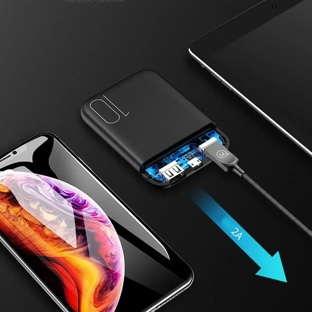 Мини 10000 мАч двойной USB портативный внешний аккумулятор светодиодный дисплей для