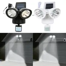 Солнечный садовый светильник с питанием от 22 СВЕТОДИОДНЫХ ламп с двумя головками, светильник для безопасности на открытом воздухе с датчиком движения PIR, настенный светильник, аварийный прожектор, светильник