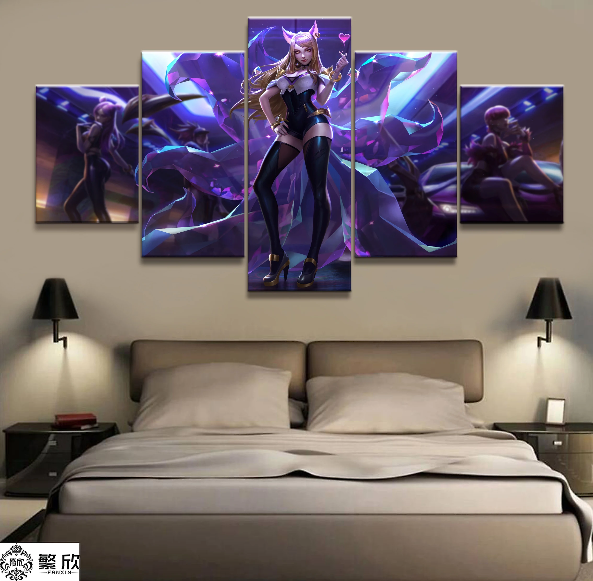 

Home Decor Modular Canvas Picture 5 Piece Ahri K/DA League of Legends LOL Game Painting Poster Wall For Home Canvas Wholesale